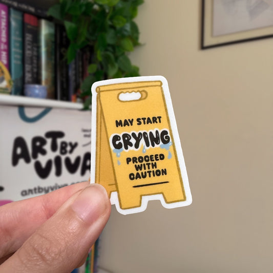 May Start Crying, Proceed with Caution Bookish Kindle Sticker