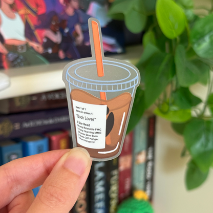 Book Lover Coffee Order Transparent Matte Bookish Kindle Sticker
