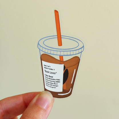 Book Lover Coffee Order Transparent Matte Bookish Kindle Sticker