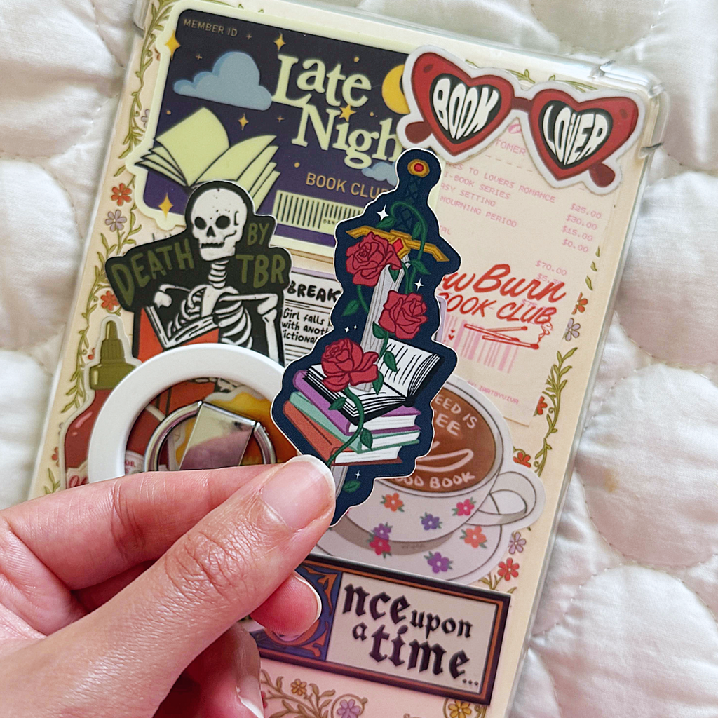 Fantasy Floral Sword Bookish Sticker, Book Stickers for Kindle