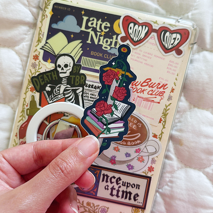 Fantasy Floral Sword Bookish Sticker, Book Stickers for Kindle