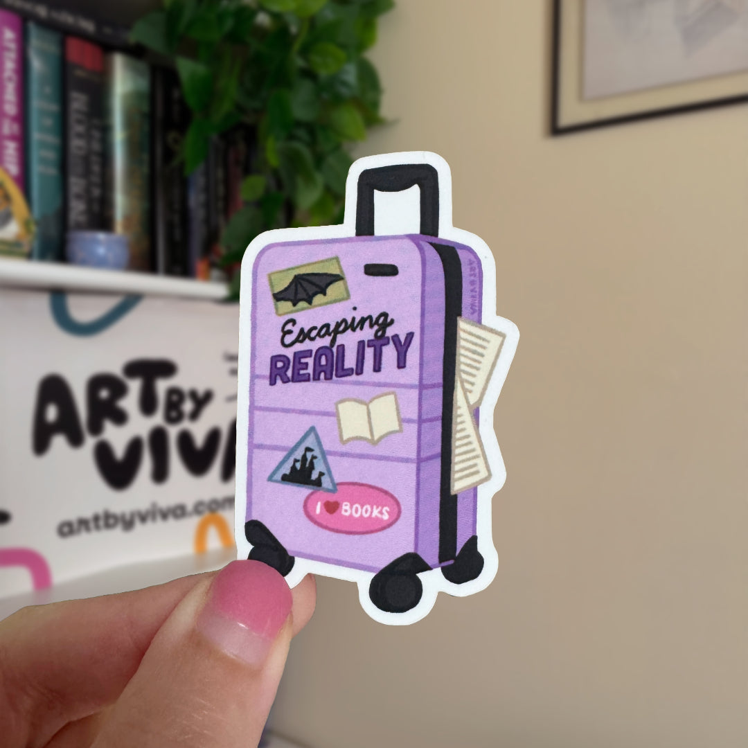 Escaping Reality Roller Bag Bookish Sticker, Kindle Sticker