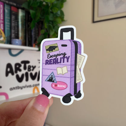Escaping Reality Roller Bag Bookish Sticker, Kindle Sticker
