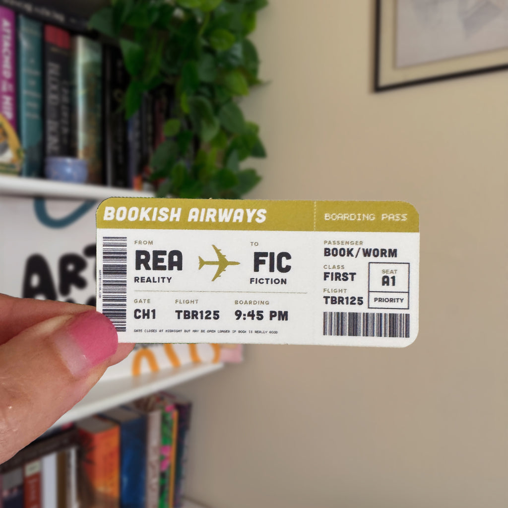 Reality to Fiction Bookish Boarding Pass Matte Sticker