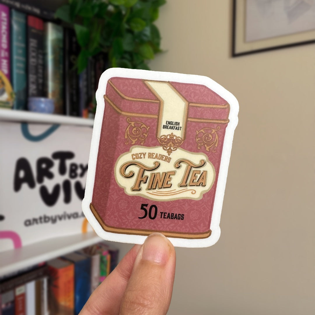 Cozy Readers Fine Tea Tin Bookish Sticker