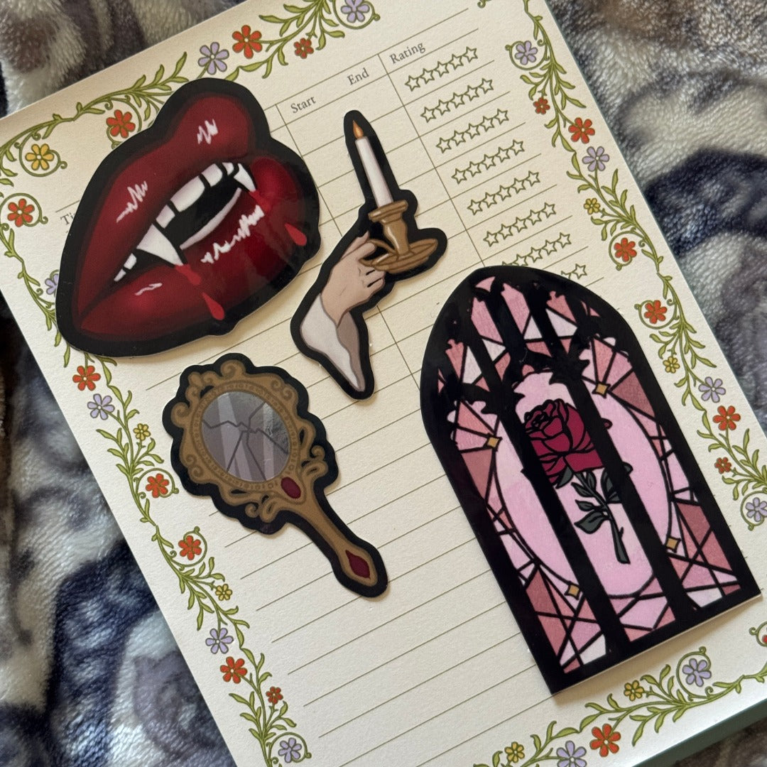Stained Glass Gothic Dark Romance Bookish Kindle Sticker