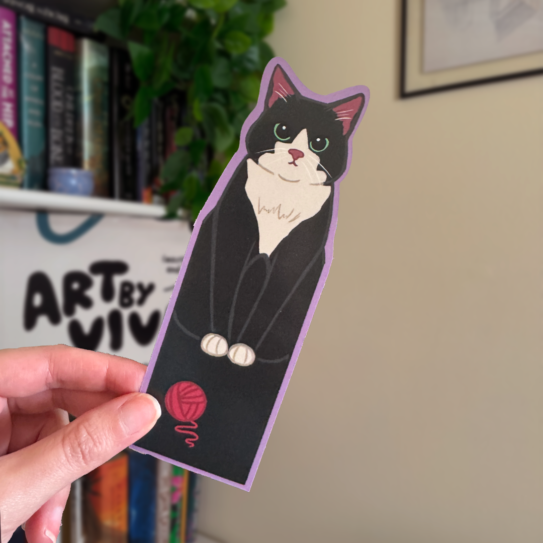 Black Cat Bookmark for Book Lovers, Single Sided Cute Cat Bookmark for Readers