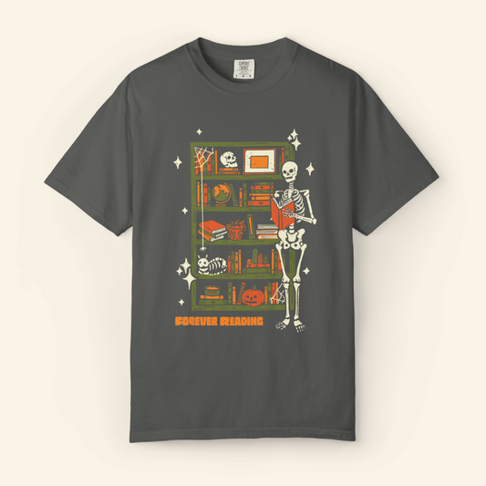 Forever Reading Comfort Colors® Fall Bookish Shirt, Halloween Gift for Book Lovers and Readers