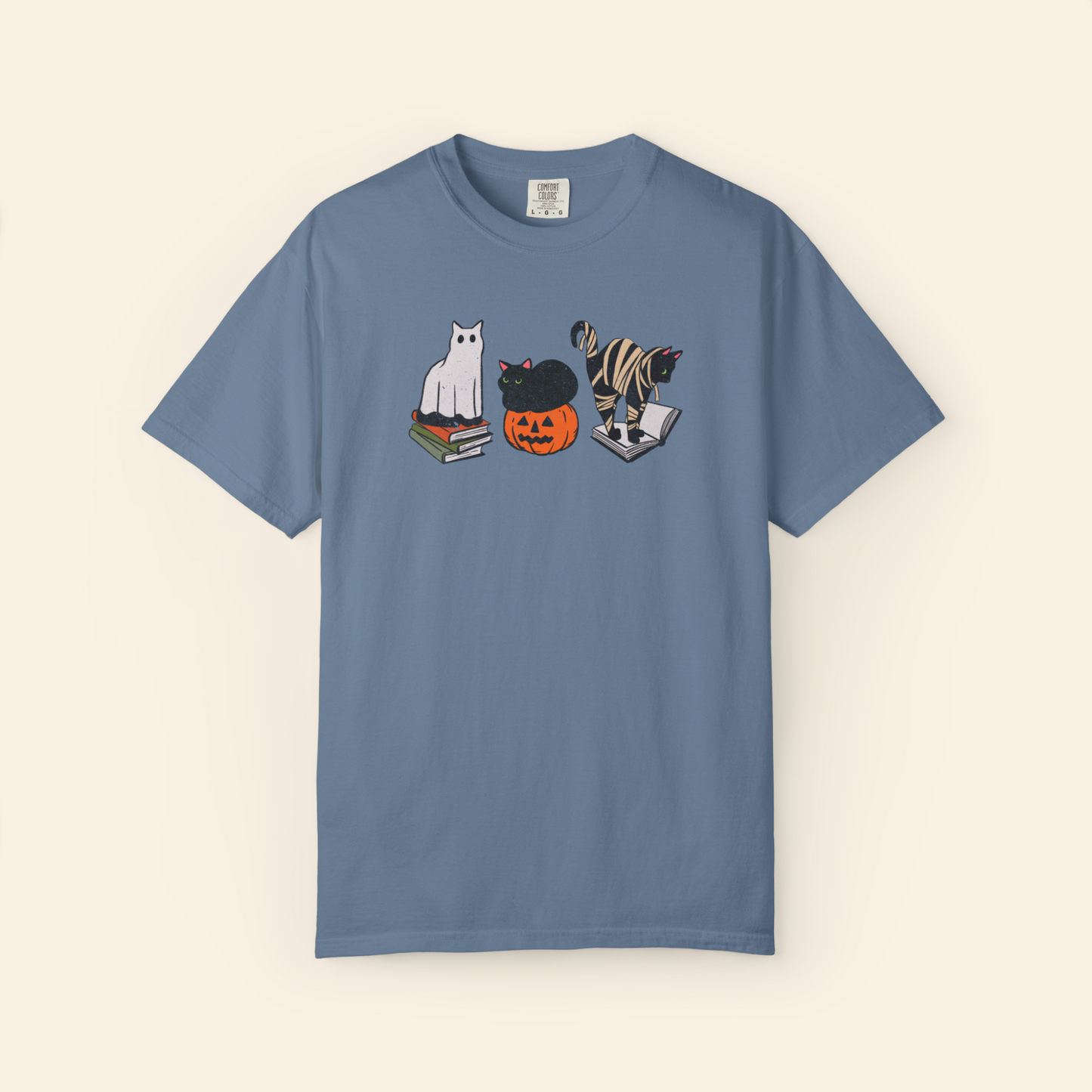 Spooky Cats Comfort Colors® Fall Bookish Shirt, Gift for Book and Cat Lovers