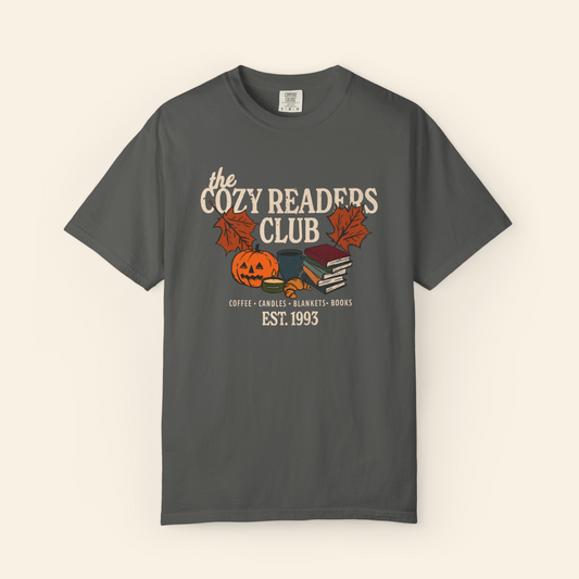 Cozy Readers Club Comfort Colors® Fall Bookish Shirt, Autumn Gift for Book Lovers and Readers