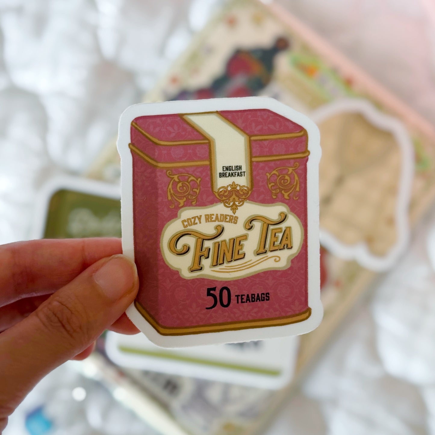 Cozy Readers Fine Tea Tin Bookish Sticker