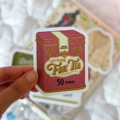 Cozy Readers Fine Tea Tin Bookish Sticker