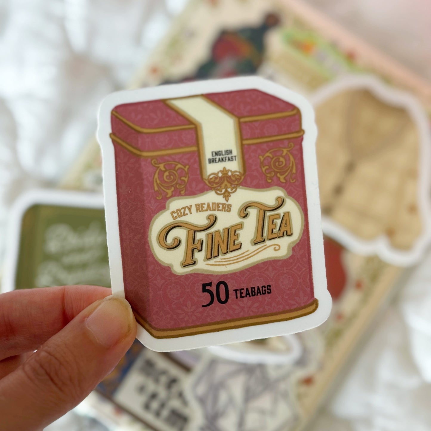 Cozy Readers Fine Tea Tin Bookish Sticker