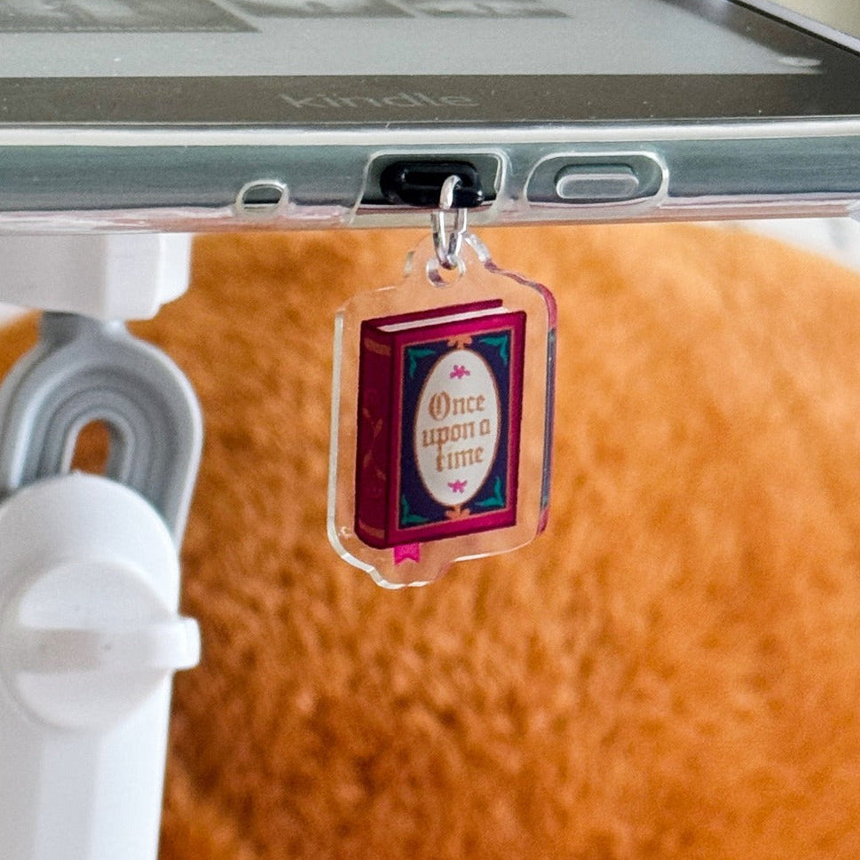 Once Upon a Time Book Kindle Charm, Kobo Charm & USB-C Plug for Book Lovers, Kindle Accessory
