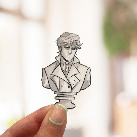 Mr. Darcy Bust, Pride and Prejudice Clear Matte Sticker, Bookish Kindle Sticker, Pride and Prejudice Sticker