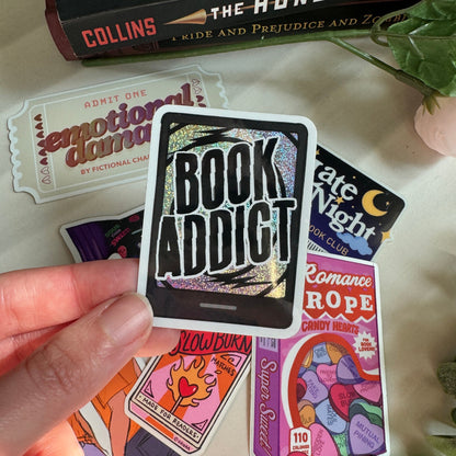 Book Addict - Glossy, Glitter, Kindle Sticker | Gifts for readers and book lovers, Cute book stickers for kindle