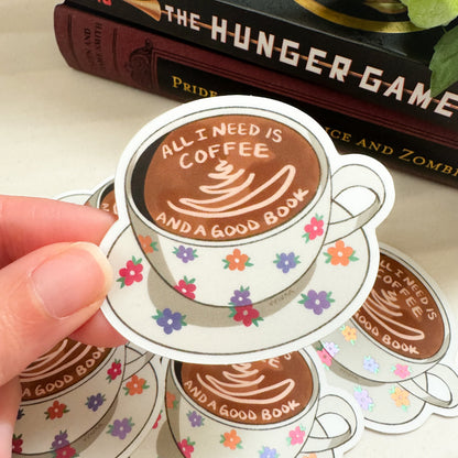 Coffee and Books Sticker Matte Kindle Bookish Sticker
