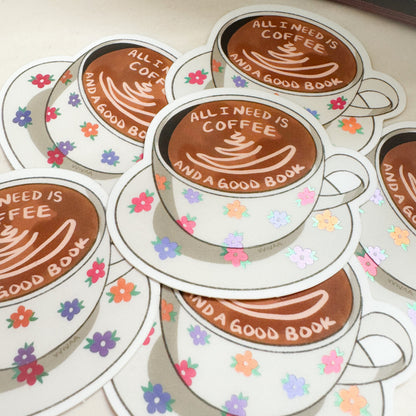 Coffee and Books Sticker Matte Kindle Bookish Sticker