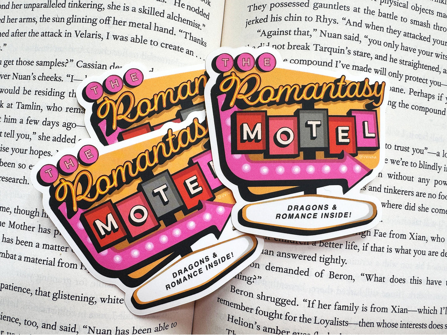 The Romantasy Motel Bookish Kindle Sticker, Gift for Book Lovers and Romance Readers, Cute book stickers for kindle