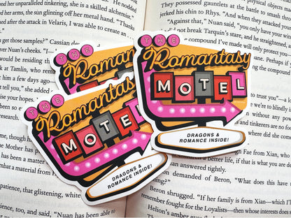 The Romantasy Motel Bookish Kindle Sticker, Gift for Book Lovers and Romance Readers, Cute book stickers for kindle