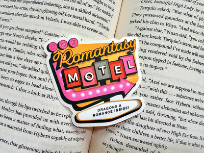 The Romantasy Motel Bookish Kindle Sticker, Gift for Book Lovers and Romance Readers, Cute book stickers for kindle