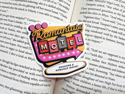 The Romantasy Motel Bookish Kindle Sticker, Gift for Book Lovers and Romance Readers, Cute book stickers for kindle