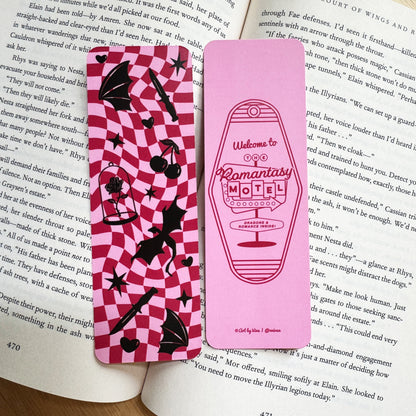 The Romantasy Motel Bookmark, Gift for Book Lovers, Retro and Groovy Design