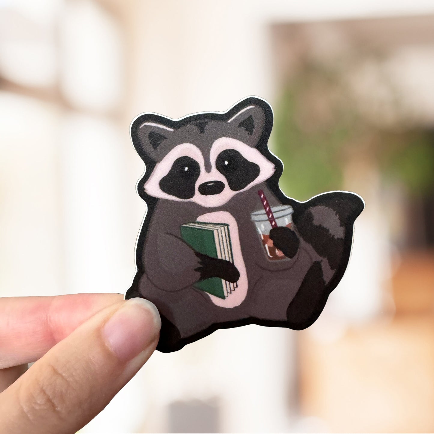 Cute Raccoon Trash Reader Sticker - Bookish Kindle Decal, Adorable Animal Design, Perfect for Book Lovers & Kindle Users