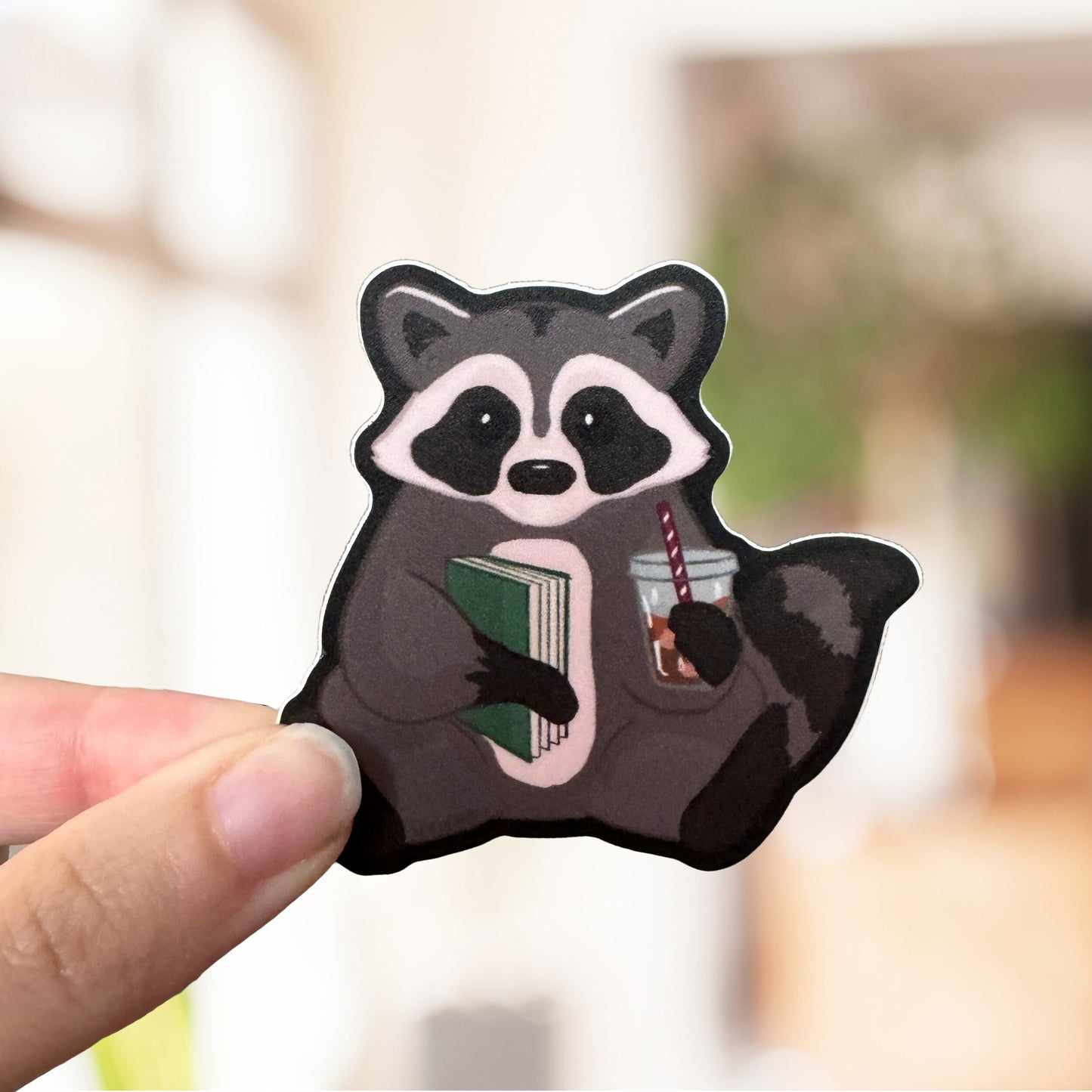 Cute Raccoon Trash Reader Sticker - Bookish Kindle Decal, Adorable Animal Design, Perfect for Book Lovers & Kindle Users