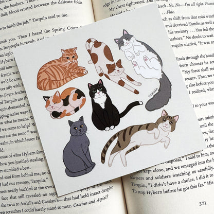 Cute Cat Hand Drawn Illustration and Art for Cat Lovers - Adorable Cats in Various Poses - Cat Decor Gift - Cat Art