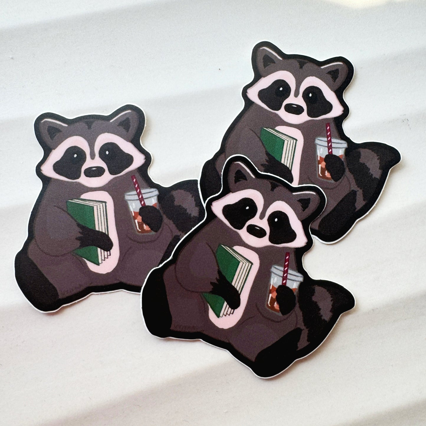 Cute Raccoon Trash Reader Sticker - Bookish Kindle Decal, Adorable Animal Design, Perfect for Book Lovers & Kindle Users