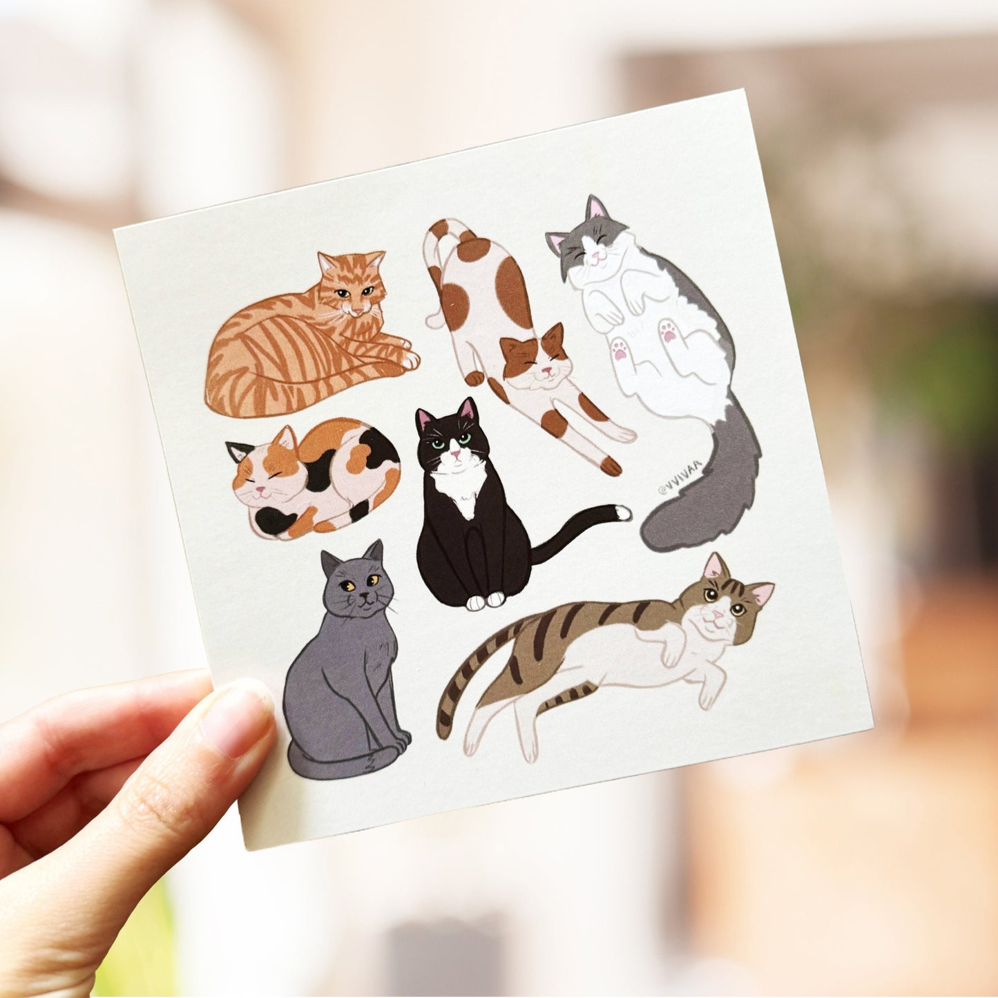 Cute Cat Hand Drawn Illustration and Art for Cat Lovers - Adorable Cats in Various Poses - Cat Decor Gift - Cat Art