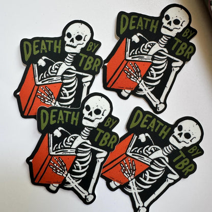 Death by TBR Bookish Kindle Sticker, Halloween Gift for Book Lovers and Readers, Cute book stickers for kindle
