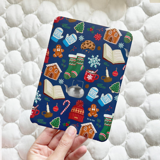 Christmas Themed Holiday Kindle Case Inserts, Hand drawn Christmas printed cardstock inserts for clear case on Kindle