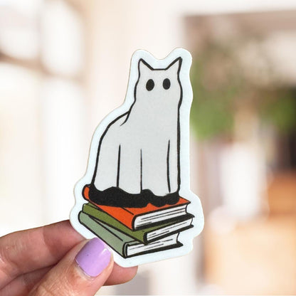 Ghost Cat Sticker Halloween Bookish Sticker
