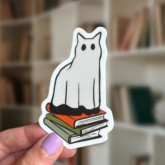 Ghost Cat Sticker Halloween Bookish Sticker