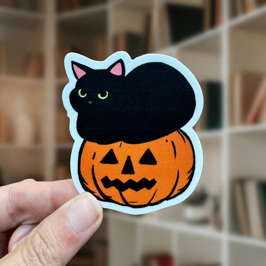 Cat on Pumpkin Halloween Fall Kindle Sticker, Halloween Gift for Book Lovers and Readers, Cute book stickers for kindle