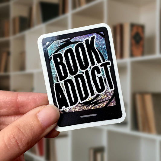 Book Addict - Glossy, Glitter, Kindle Sticker | Gifts for readers and book lovers, Cute book stickers for kindle