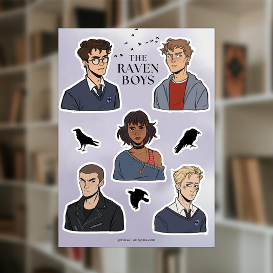 The Raven Boys 5x7 Matte Sticker Sheet, Bookish Stickers, Raven Cycle Stickers