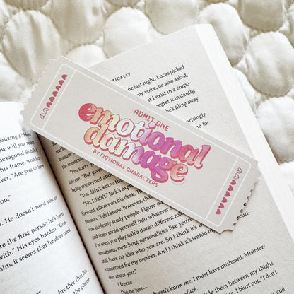Ticket to Emotional Damage by Fictional Characters Die-Cut Bookmark