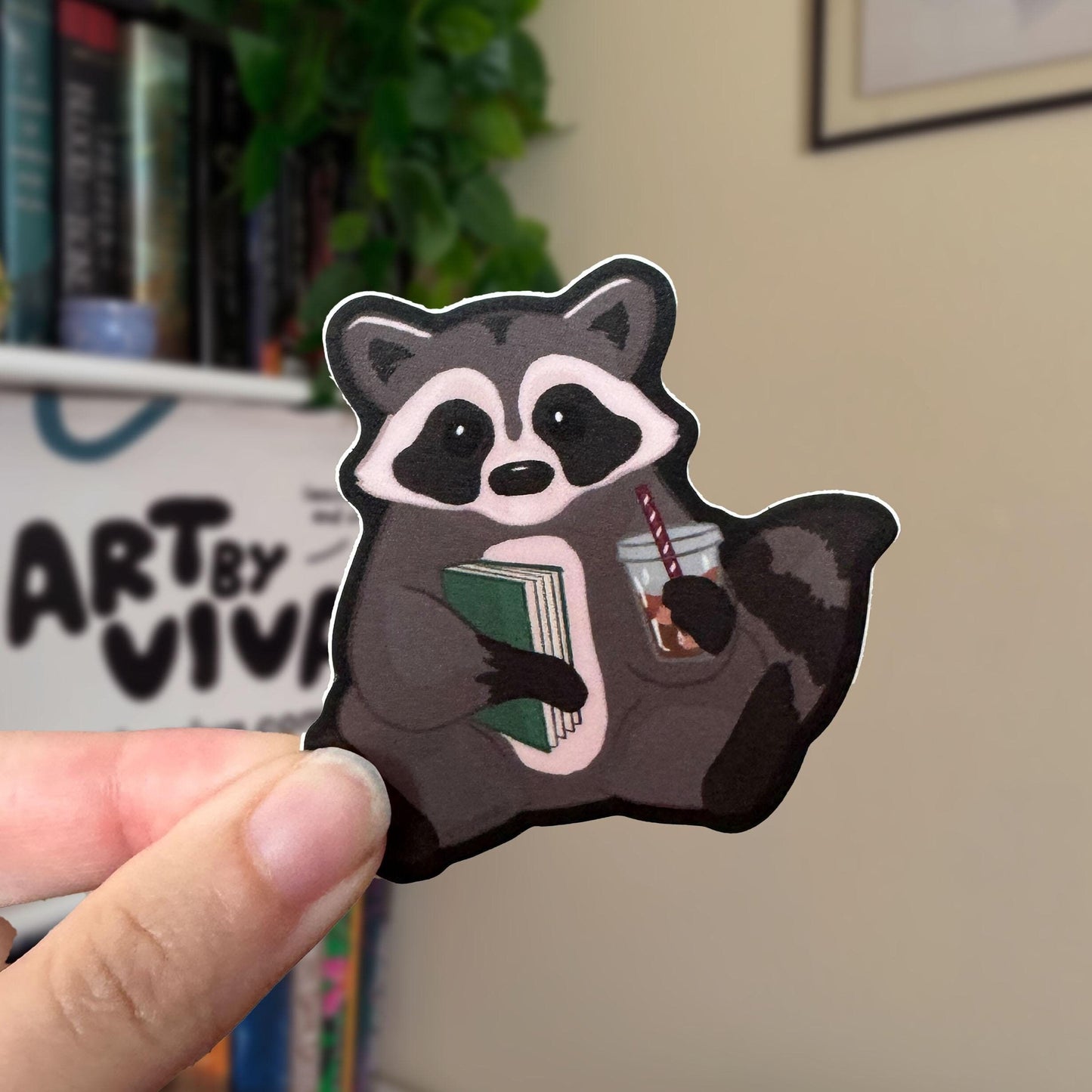 Cute Raccoon Trash Reader Sticker - Bookish Kindle Decal, Adorable Animal Design, Perfect for Book Lovers & Kindle Users