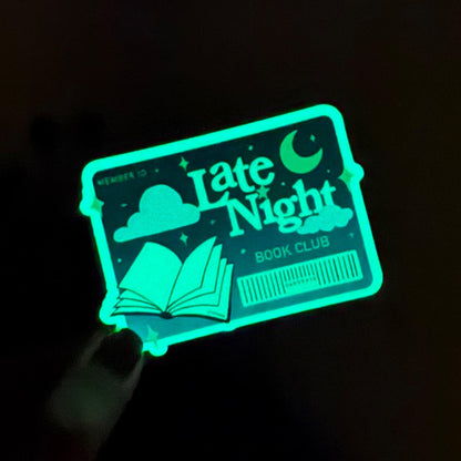 Late Night Book Club Member ID - Glow in the Dark Kindle Sticker, Bookish Stickers and Gift for Readers, Cute book stickers for kindle