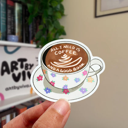 Coffee and Books Sticker Matte Kindle Bookish Sticker
