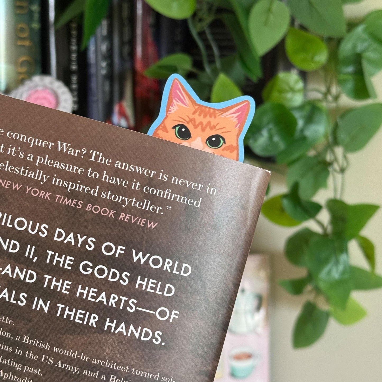 Orange Cat Bookmark, Double-sided Cute Cat Bookmark for Readers