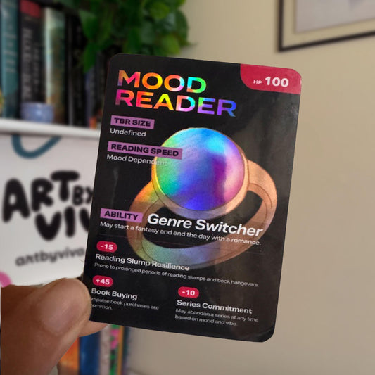 Mood Reader Trading Card Bookish Kindle Sticker | Cute Book Stickers for Readers & Book Lovers
