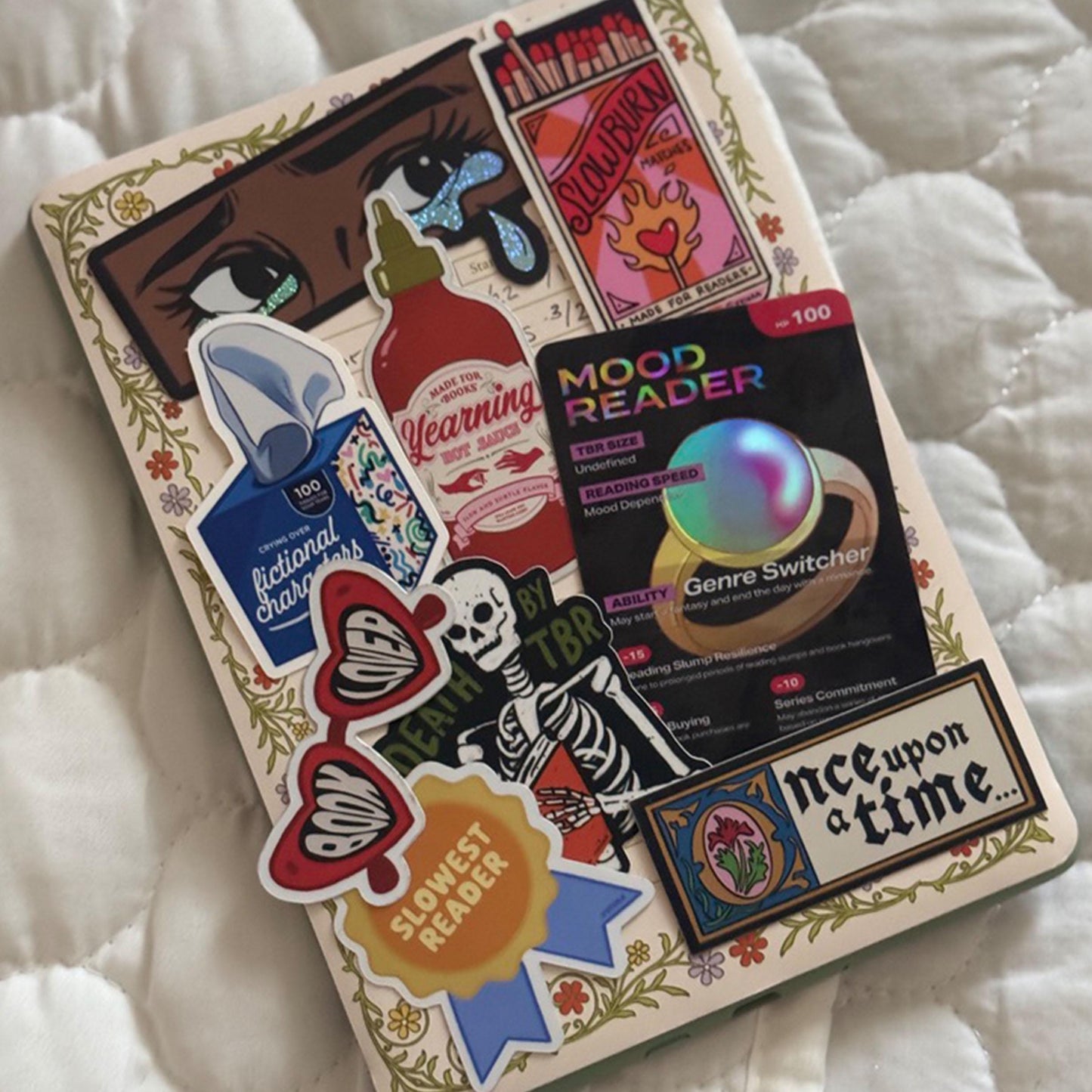 Mood Reader Trading Card Bookish Kindle Sticker | Cute Book Stickers for Readers & Book Lovers