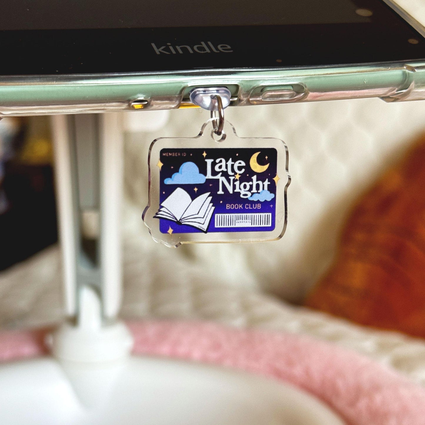 Late Night Book Club Kindle Charm, Kobo Charm & USB-C Dust Plug for Book Lovers, Kindle Accessories