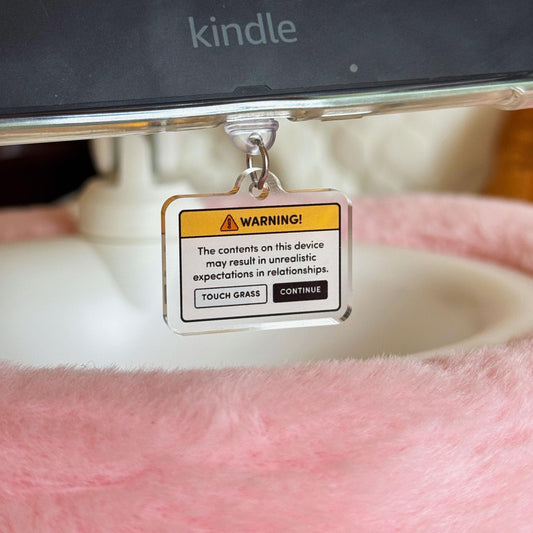 Warning: Unrealistic Expectations on this Device Kindle Charm, Kobo Charm & USB-C Plug for Book Lovers, Kindle Accessory