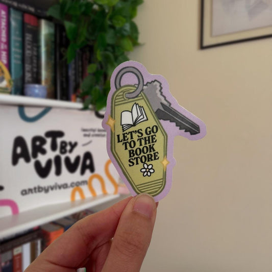 Let's Go to the Bookstore Keychain Bookish Kindle Sticker