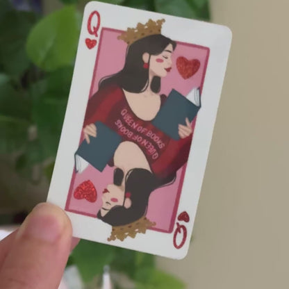 Queen of Books Playing Card Bookish Kindle and E-Reader Sticker